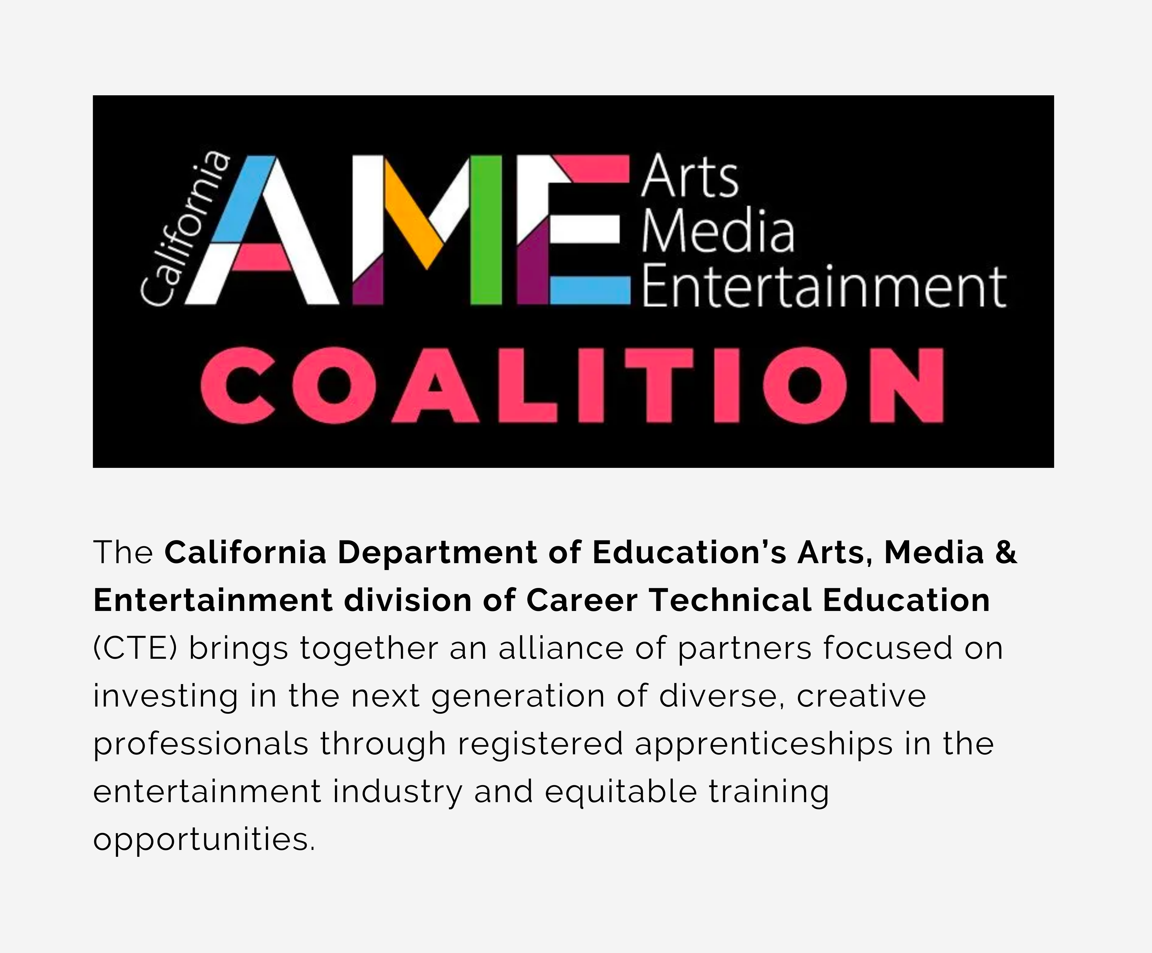 Departamento de Educación de California AME Arts Media Entertainment Coalition CTE